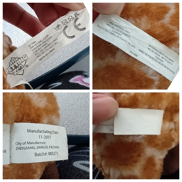 The Petting Zoo Giraffe Realistic Stuffed Animal Beanie Sitting Lovey Plush 9.5" - Picture 9 of 9